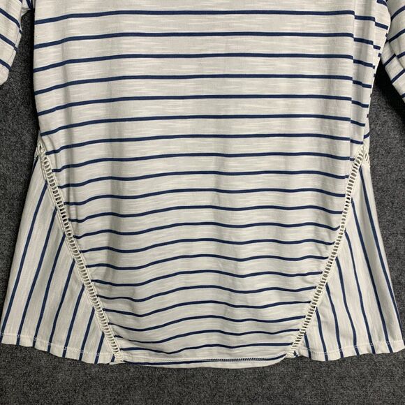 NY Collection Striped Knit Tunic Top Light Weight Women M 3/4 Sleeve Flare Hem - Picture 14 of 16